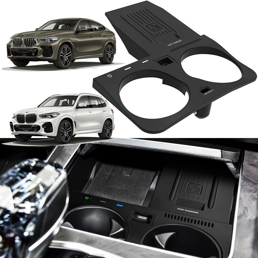 Wireless Car Charger for BMW X5 X6 X5M X6M (2020-2022) - 15W Qi Fast Charging Pad with NFC Support | Center Console Accessory Panel | Perfect for Road Trips & Daily Commutes