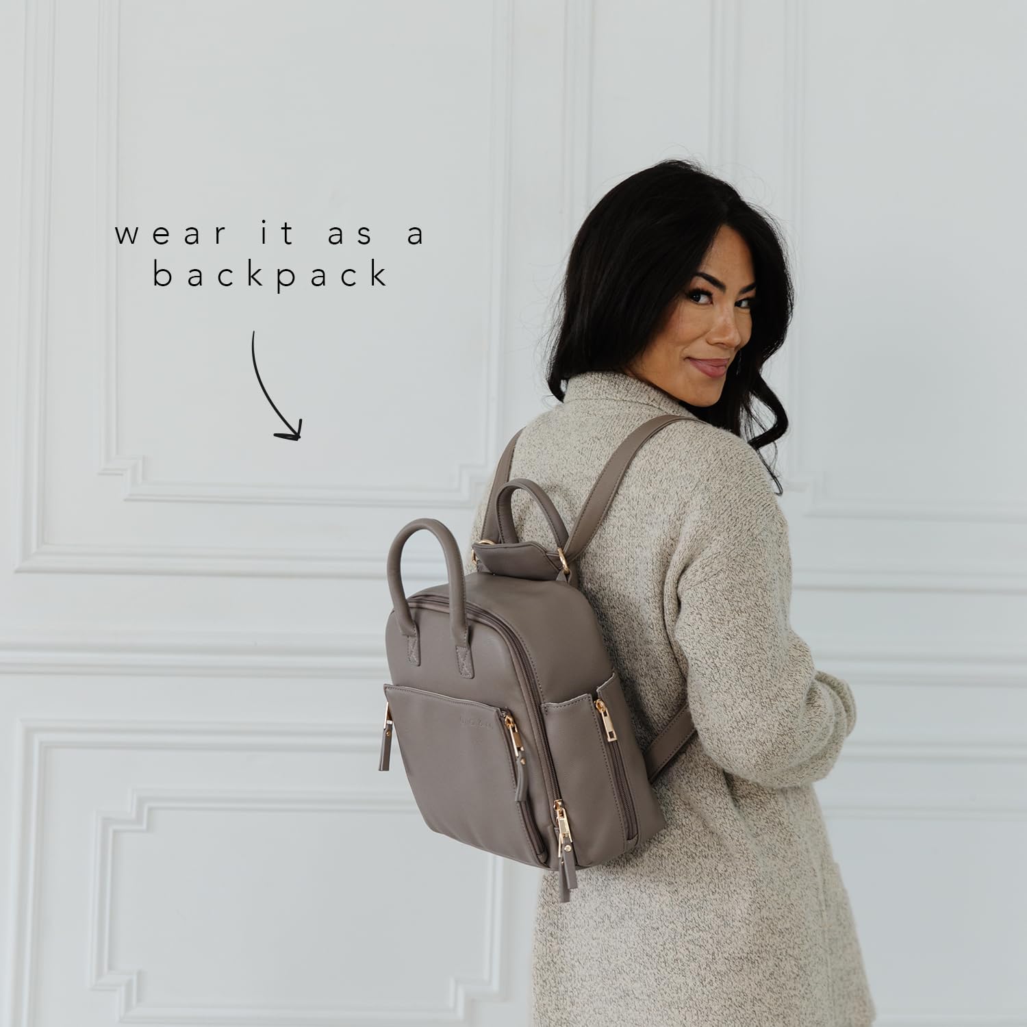 Ayla & Co Vegan Leather Mini Diaper Bag with Expandable Pockets, Built-In Wallet & Organizer - Stylish & Functional Baby Bag for Moms On-The-Go, Travel & Everyday Use