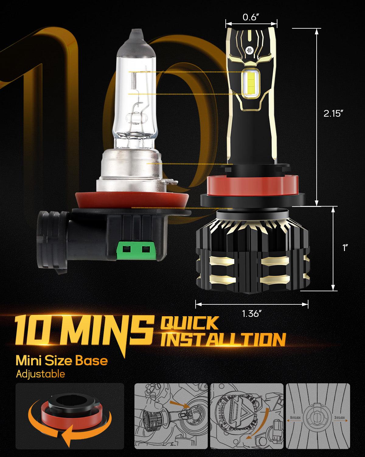 H11 H9 H8 H16JP LED Headlight Bulbs 120W 25000LM Super Bright 6500K Cool White - GX Series (2 Bulbs) | Perfect for Night Driving, Fog Lights & Off-Road Vehicles