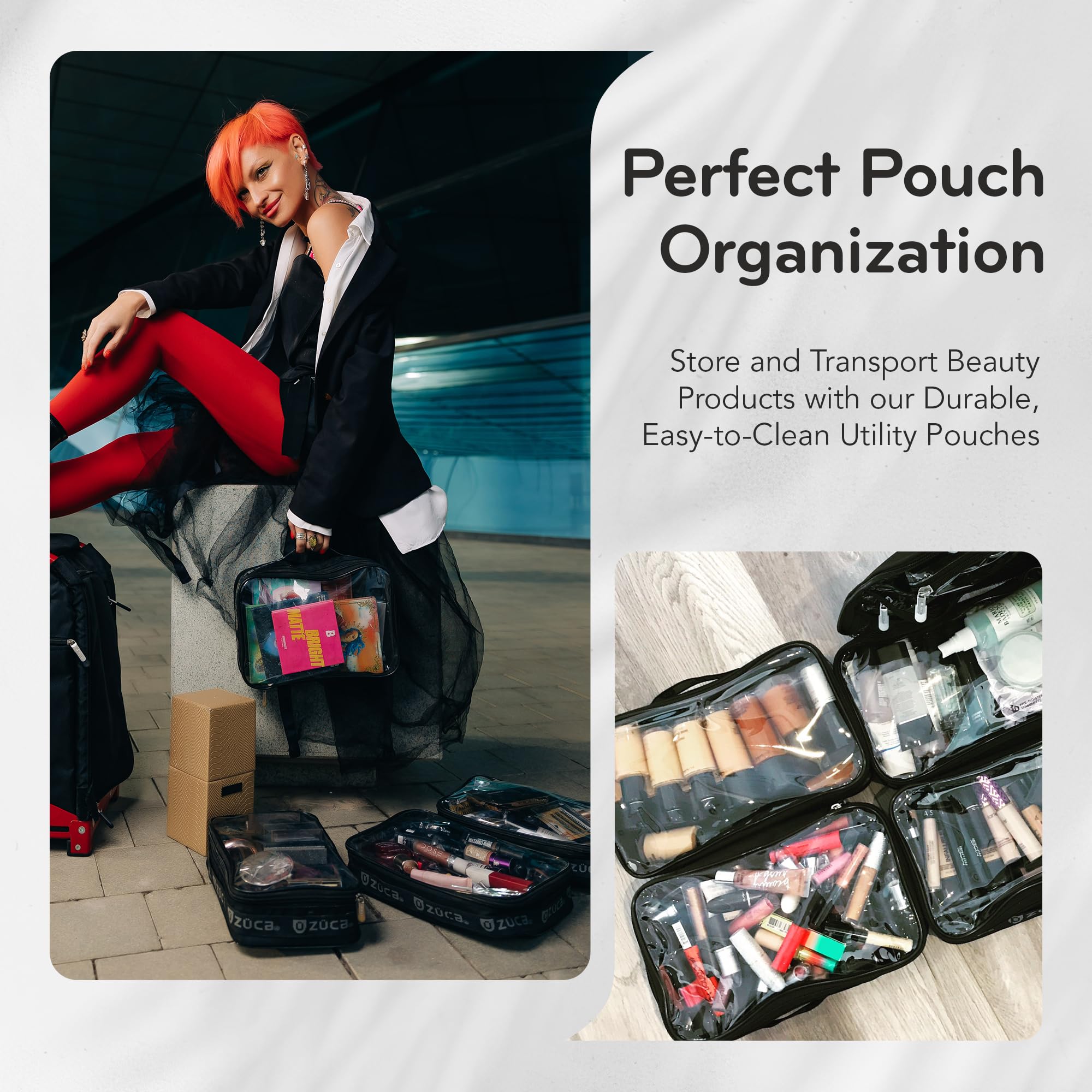 ZUCA Professional Rolling Makeup Case with 5 Vinyl Utility Pouches & Travel Cover - 41