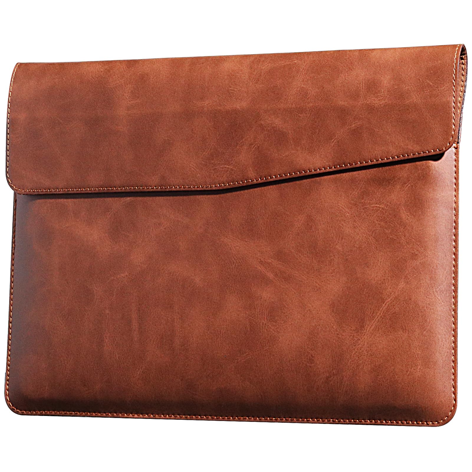Premium Leather Laptop Sleeve for MacBook Pro 16 Inch (M3/M2) - Slim Durable Waterproof Protective Case for 15-16 Inch Laptops - Brown - Perfect for Business Travel & Office Use