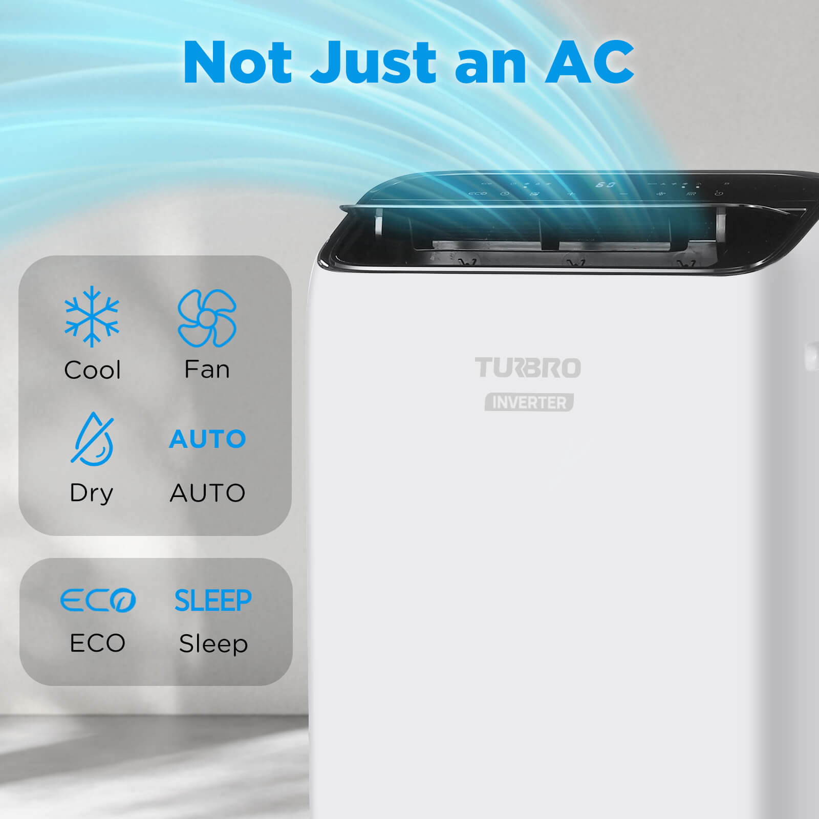 14,000 BTU Inverter Portable Air Conditioner - Greenland Energy Efficient Cooling for Rooms Up to 500 Sq Ft | Perfect for Bedroom, Office, or Garage Use