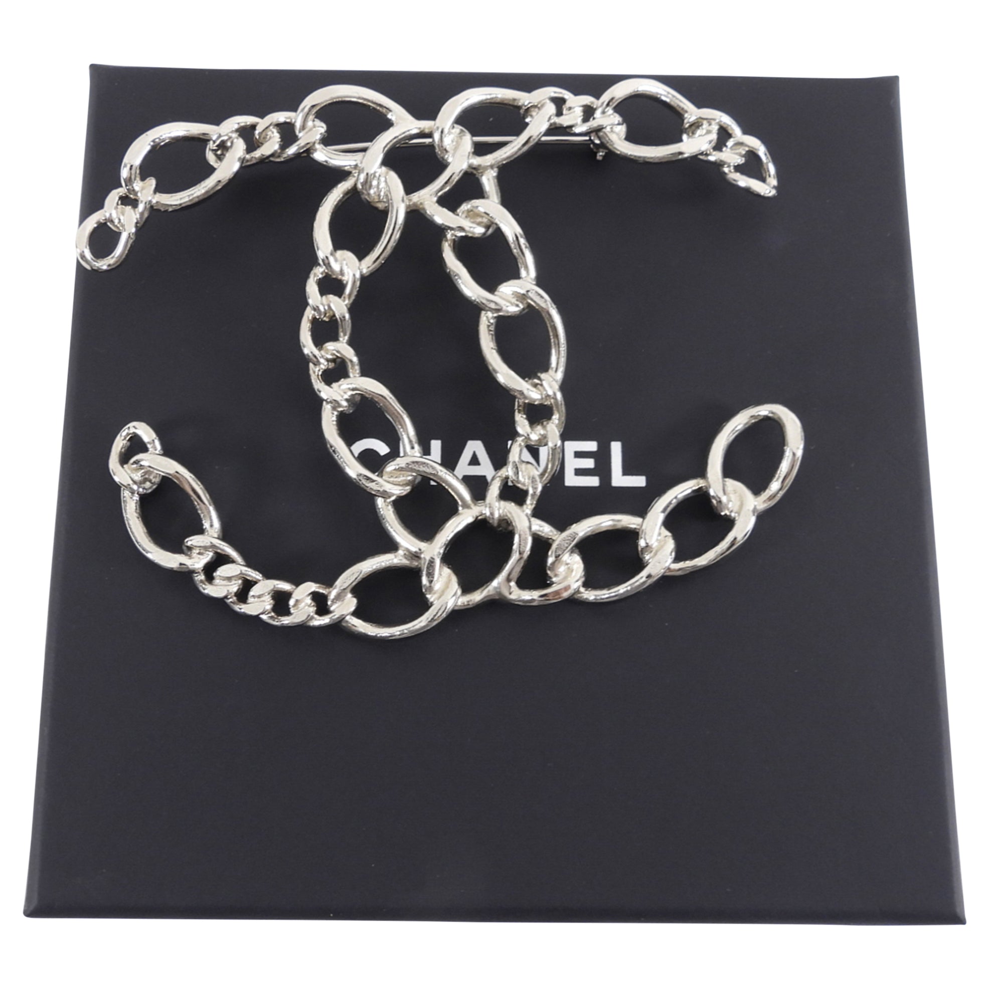 Chanel 06P Oversized CC Openwork Chain Logo Brooch Pin - Luxury Fashion Accessory for Women, Perfect for Jackets, Coats & Handbags