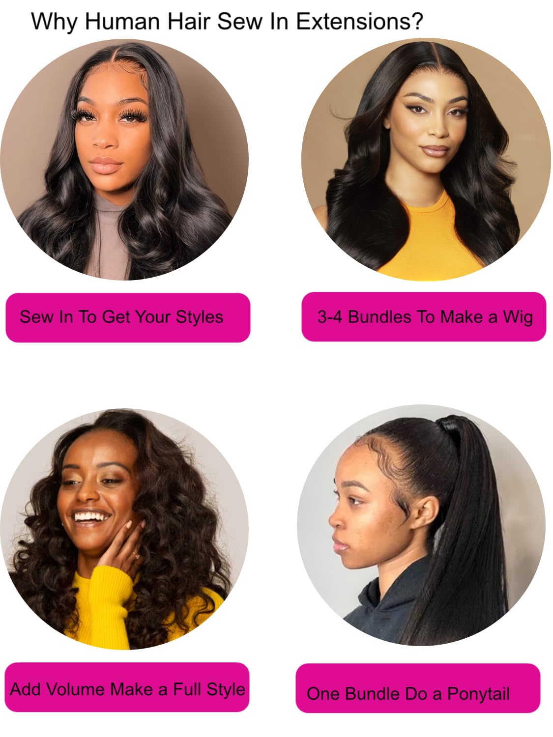UNICE 100% Unprocessed Malaysian Virgin Human Hair Weaves - 3 Bundles Body Wave Sew-In Extensions (18/20/22 Inch) Natural Black Color for Styling & Volume | Perfect for Daily Wear, Parties & Special Occasions