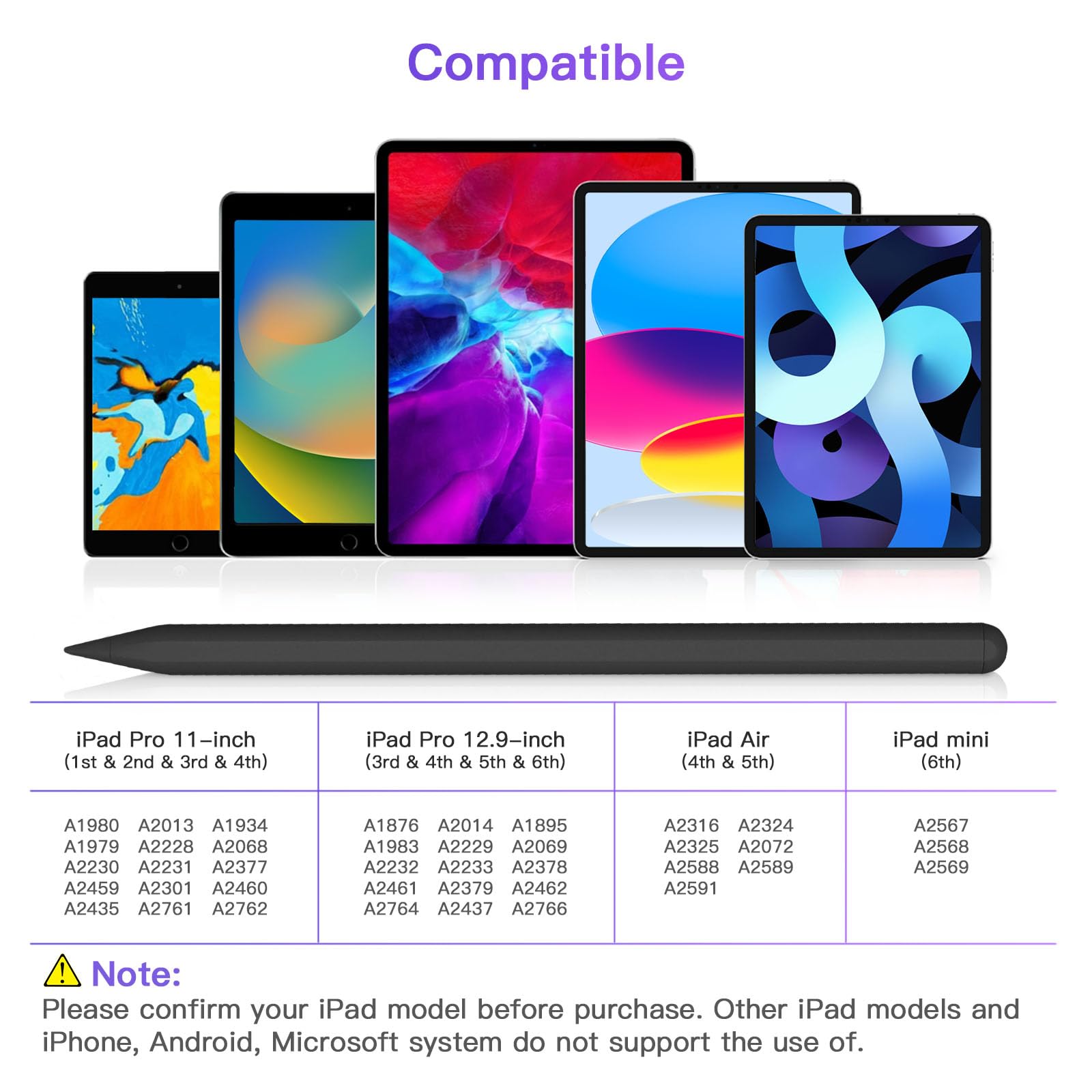 2nd Gen Magnetic Stylus Pen with Wireless Charging - Compatible with iPad Pro 11
