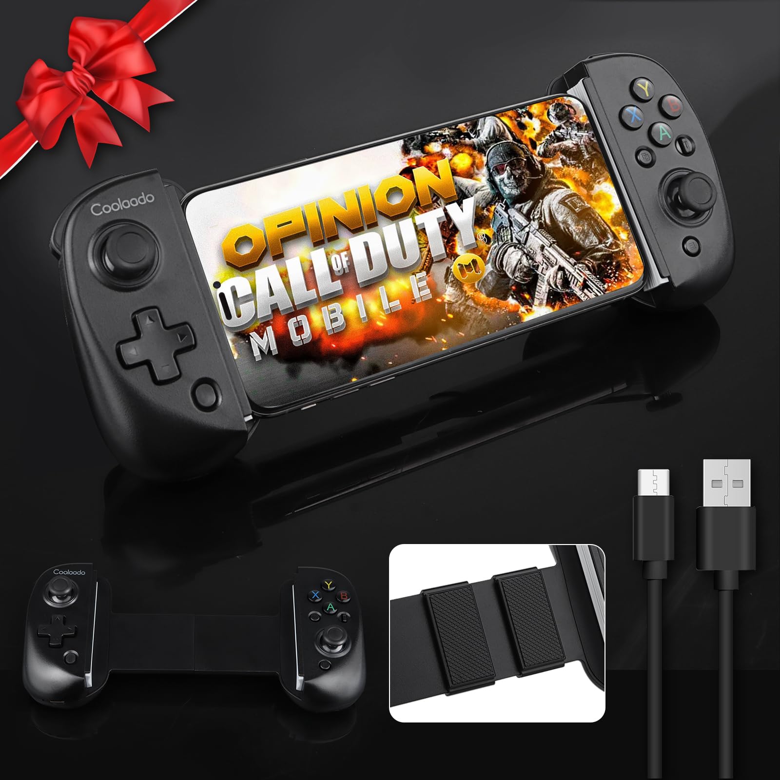 Wireless Bluetooth Mobile Gaming Controller for iPhone, iPad, Samsung & Android - Compatible with Xbox, PS3/4, Switch & PC - Adjustable Clip Joystick Gamepad for Smartphones & Tablets | Perfect for Fortnite, Call of Duty & Cloud Gaming on the Go (Black)