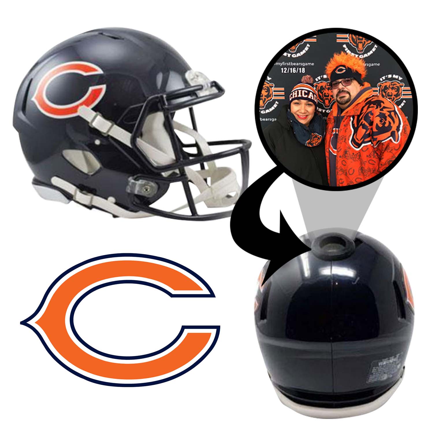 Chicago Bears NFL Mini Helmet - Collectible Display Replica with Authentic Team Logo - Perfect for Sports Fans, Memorabilia Collectors & Game Room Decor