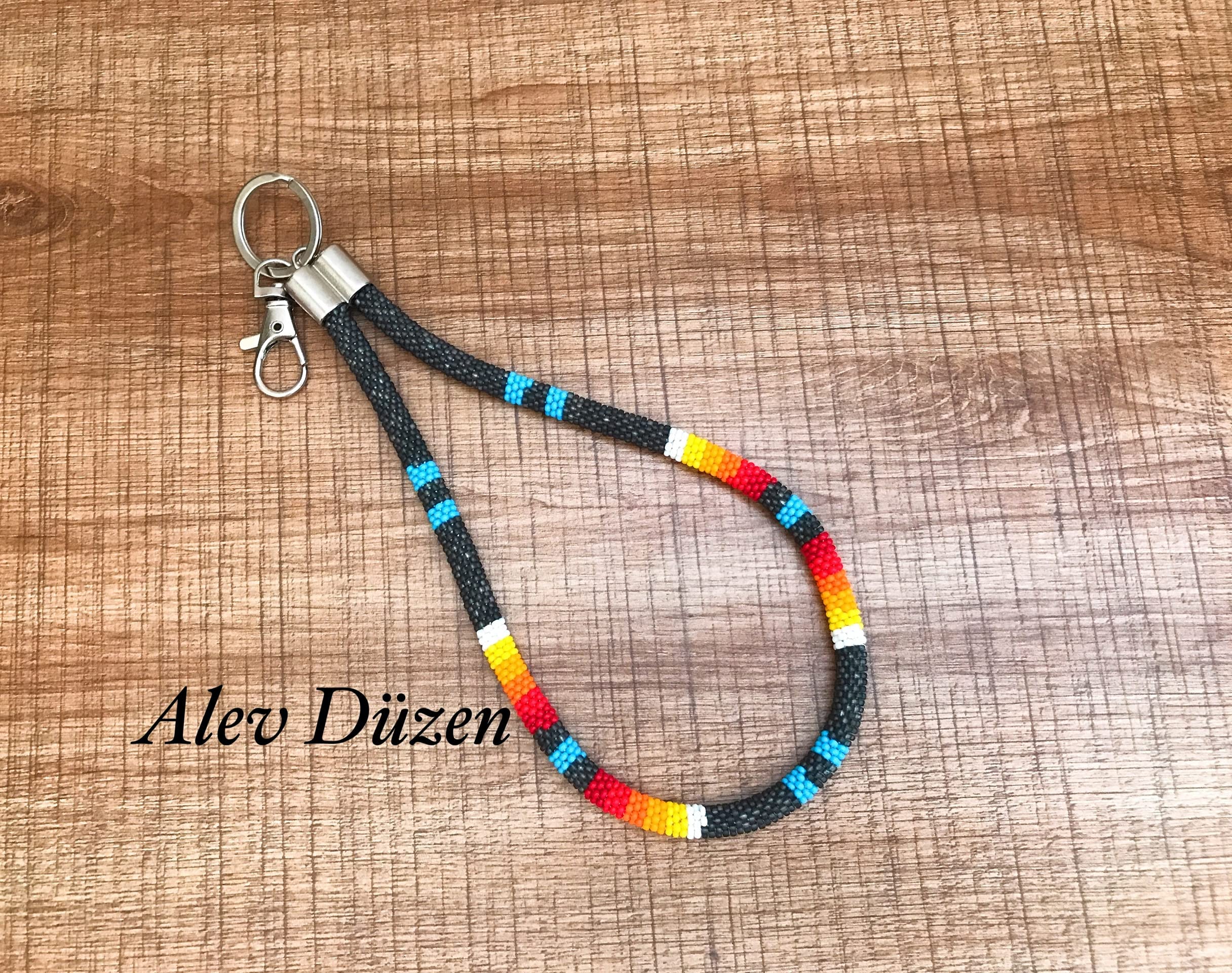 Handmade Native American Style Beaded Keychain - ID Holder, Card Holder, Key Fob, Purse Charm for Women & Men - Perfect for Keys, Wallets, Backpacks & Gifts
