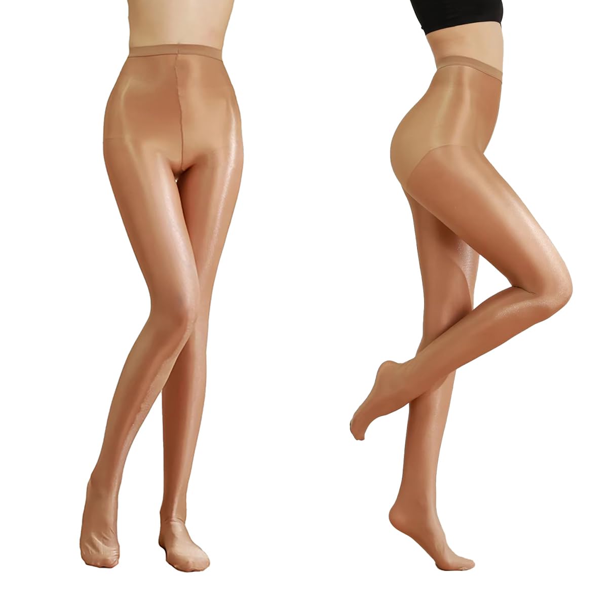 2 Pairs Shaping Ballet Oil Socks - Shiny Silk Stockings & Dance Tights for Women - Perfect for Ballet, Yoga, Pole Dance and Performance
