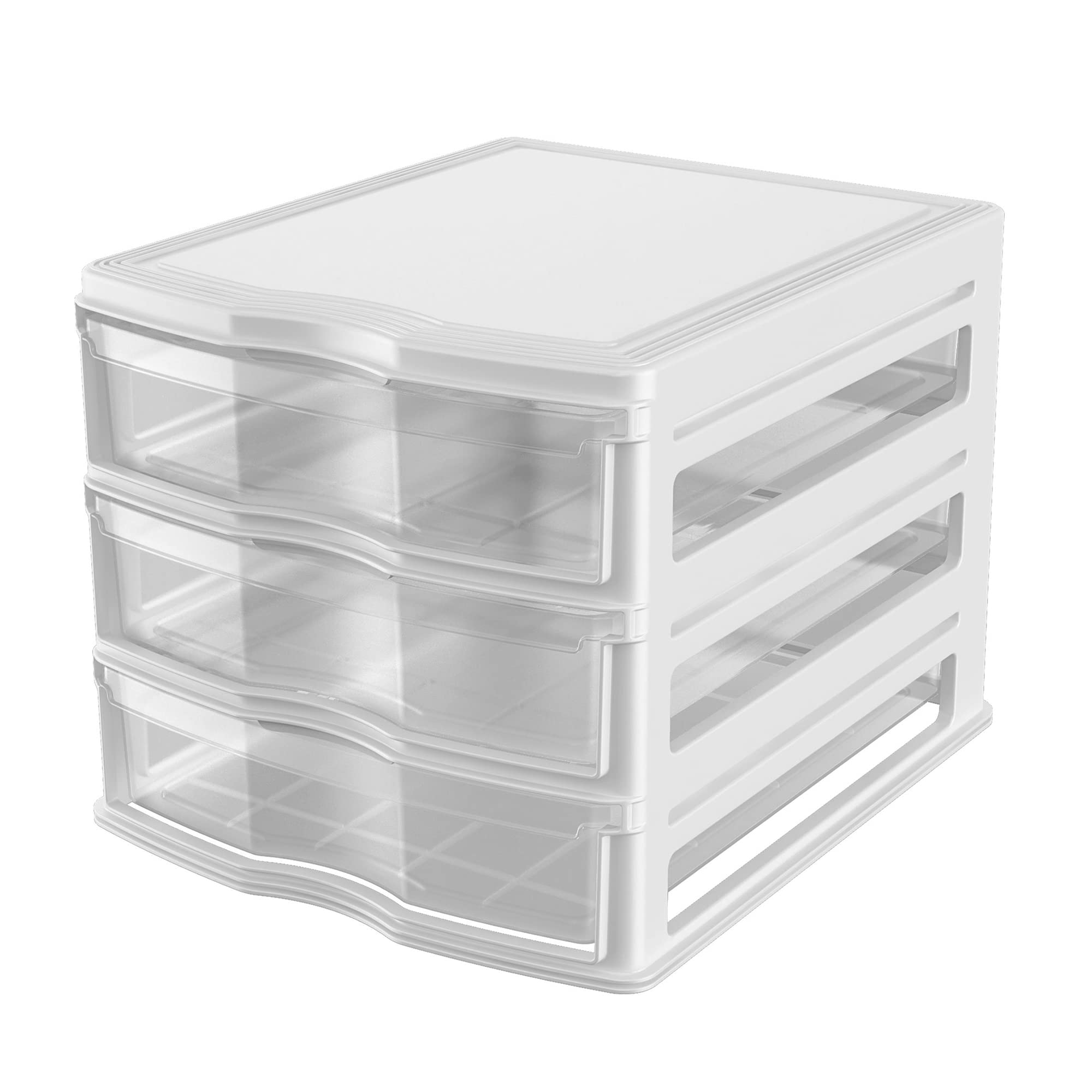 3-Drawer Stackable Shelf Organizer - White (2 Pack) for Bathroom & Pantry Storage