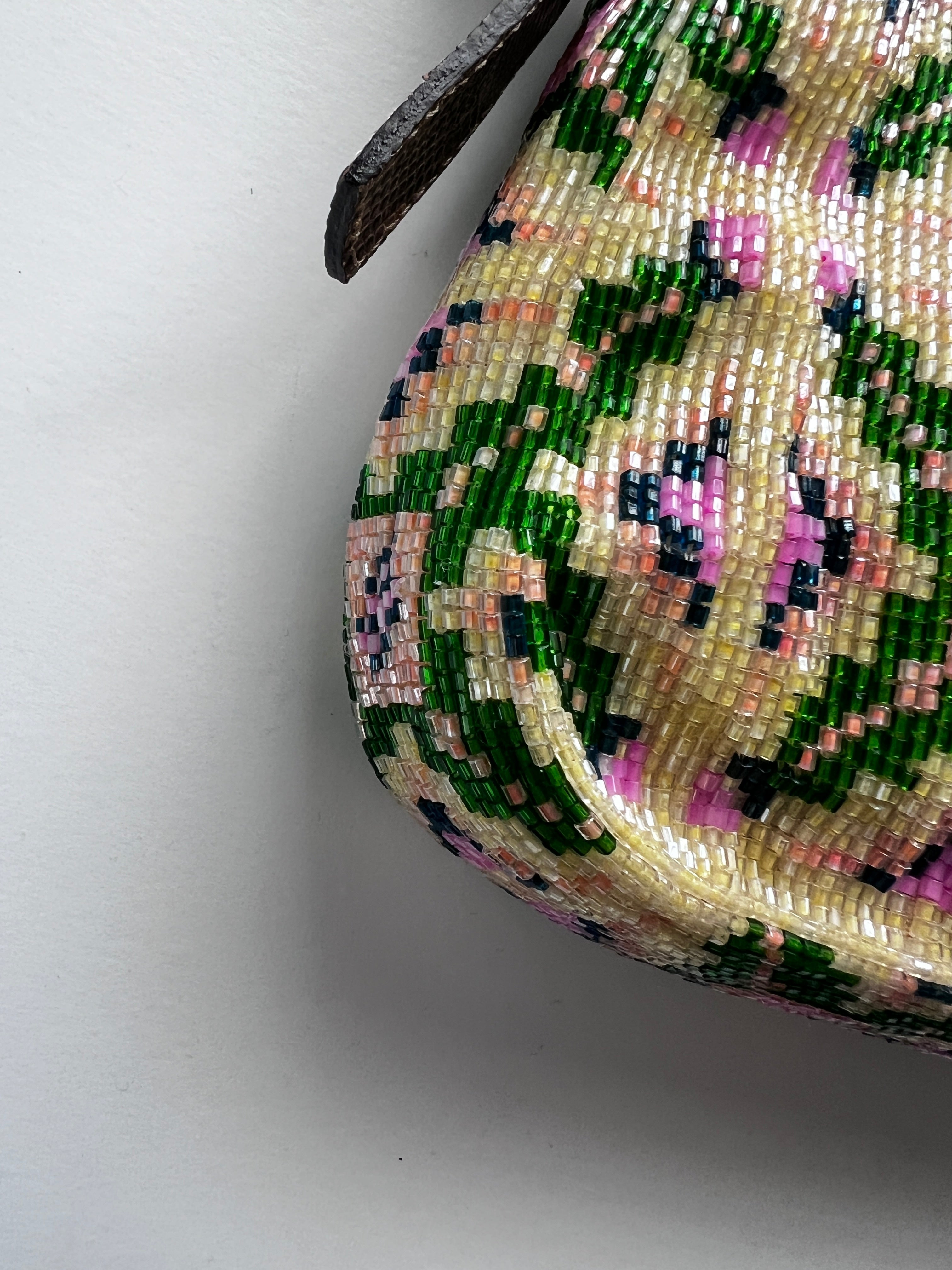 Fendi Pink and Green Beaded Baguette Bag - Stylish Designer Shoulder Purse for Women | Perfect for Parties, Weddings & Evening Events