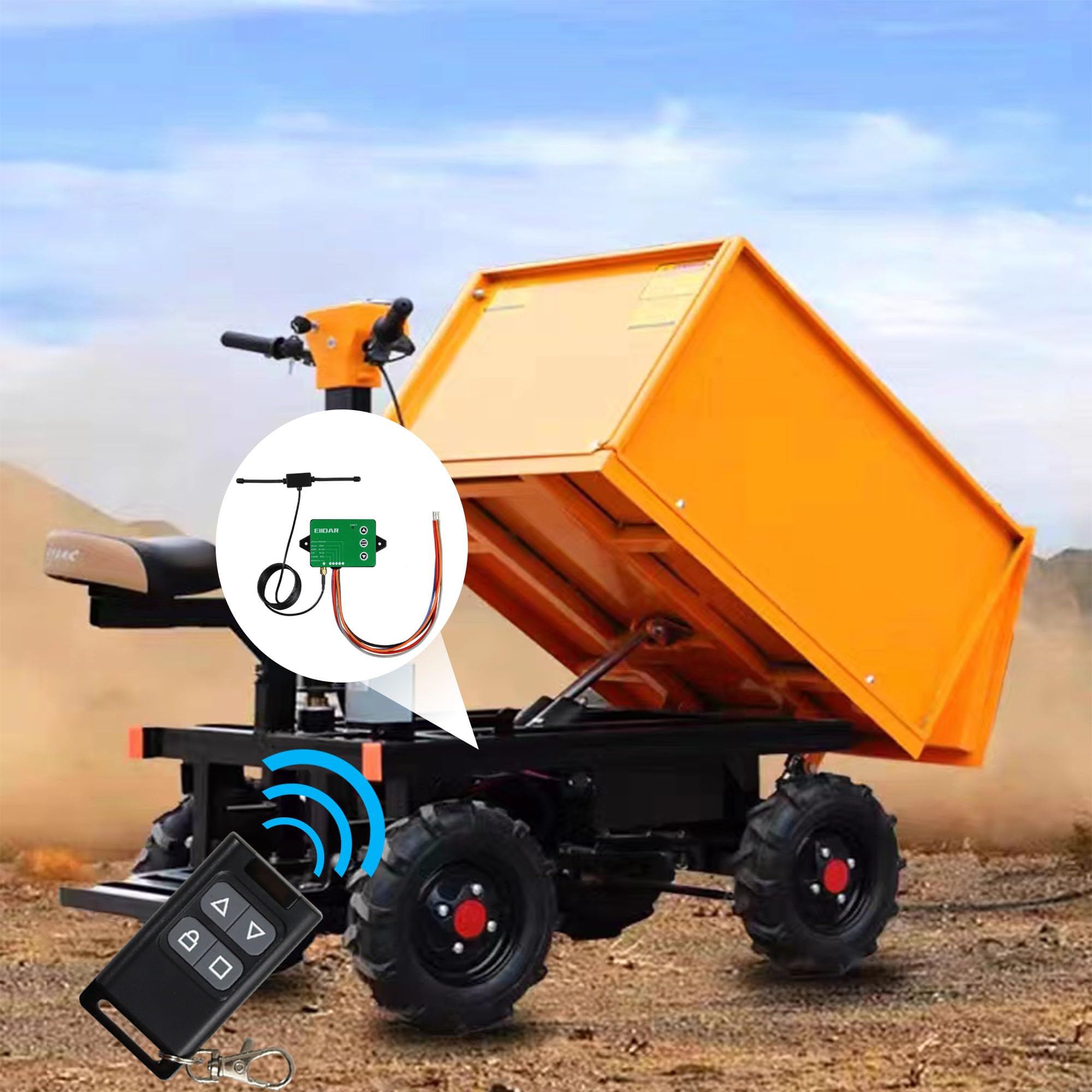 Wireless Dump Trailer Remote Control for 3-Wire & 4-Wire Hydraulic Systems - Heavy Duty Waterproof Truck Accessory for Construction & Farming Use