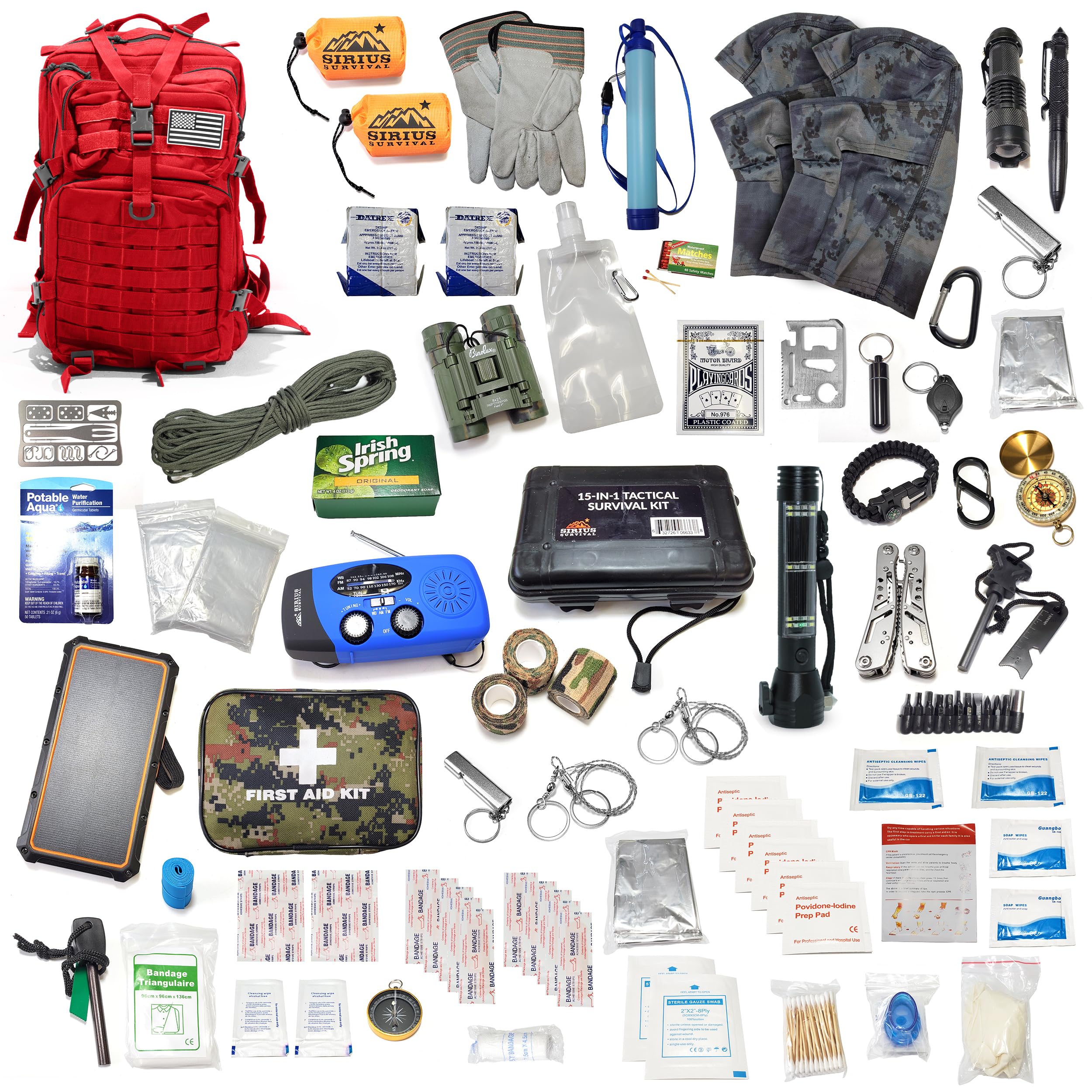 Sirius 72-Hour Emergency Survival Kit for 2 People - 50L Tactical Bug Out Bag with Essential Gear | Premium Pre-Packed Go Bag for Camping, Hiking & Disaster Preparedness