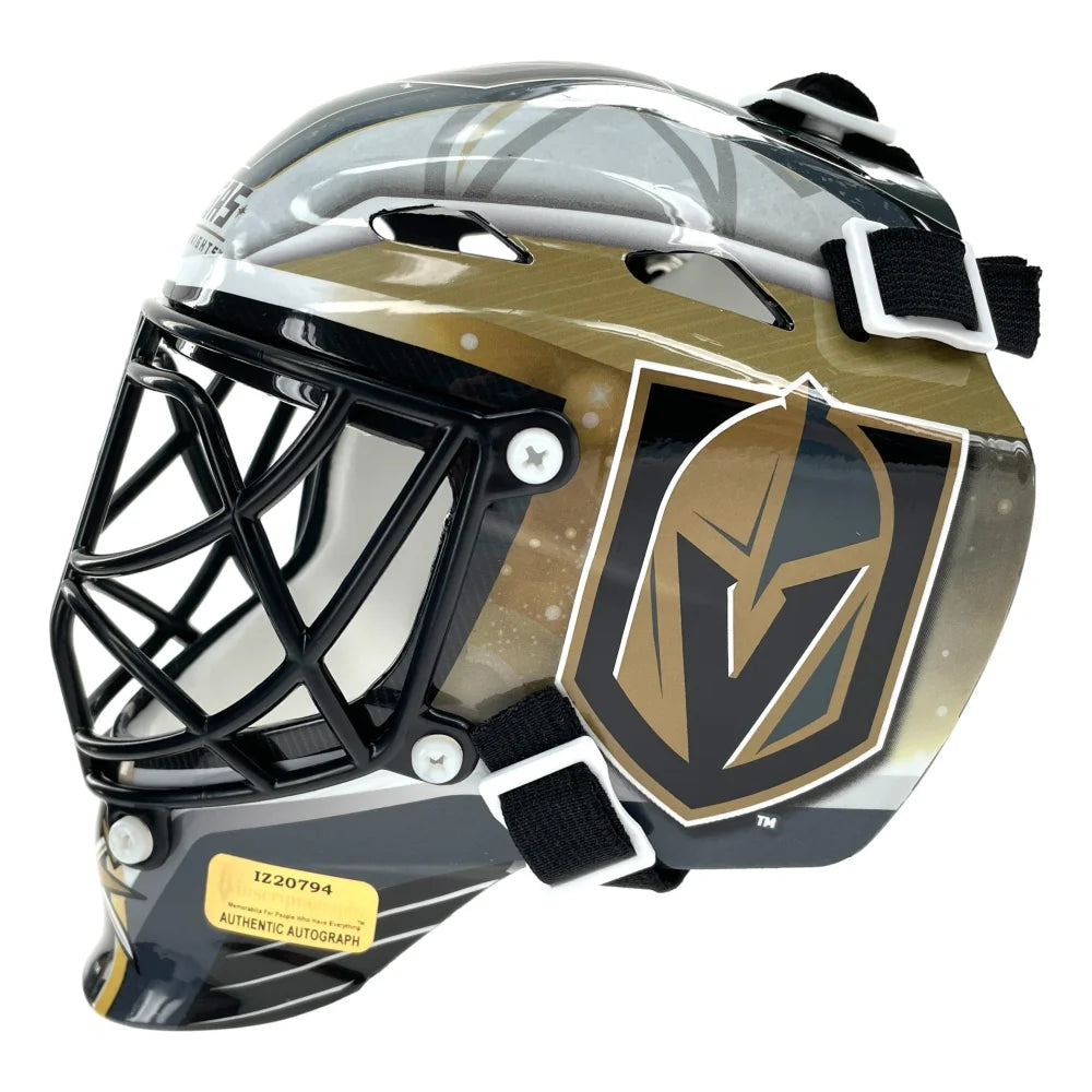 Logan Thompson Autographed Vegas Golden Knights Mini Goalie Mask - Signed Hockey Helmet with COA & IGM - Perfect for NHL Fans, Sports Memorabilia Collectors & Hockey Decor