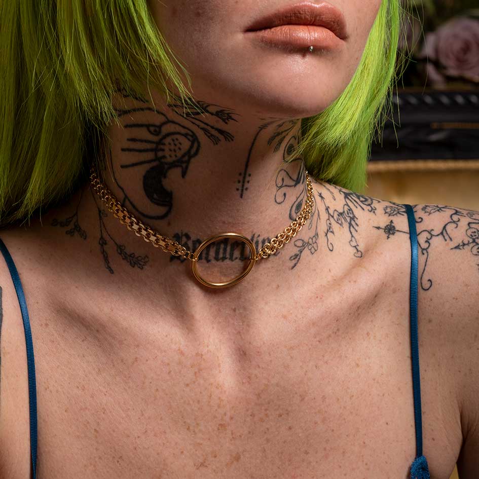 PARADOX Oversized Chain Choker Necklace - Gold Plated Gothic Jewelry for Women, Layered Necklace for Party, Wedding, Night Out Fashion Accessories