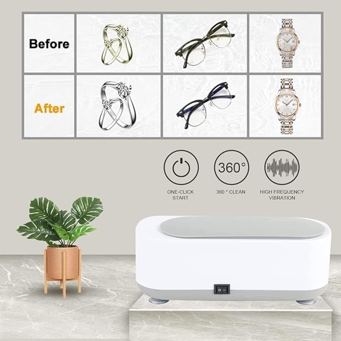Zorzel Professional 45KHz Ultrasonic Jewelry Cleaner for Glasses, Watches, Rings & Dentures - Fast One-Touch Sonic Cleaning Machine for Home & Jewelry Store Use