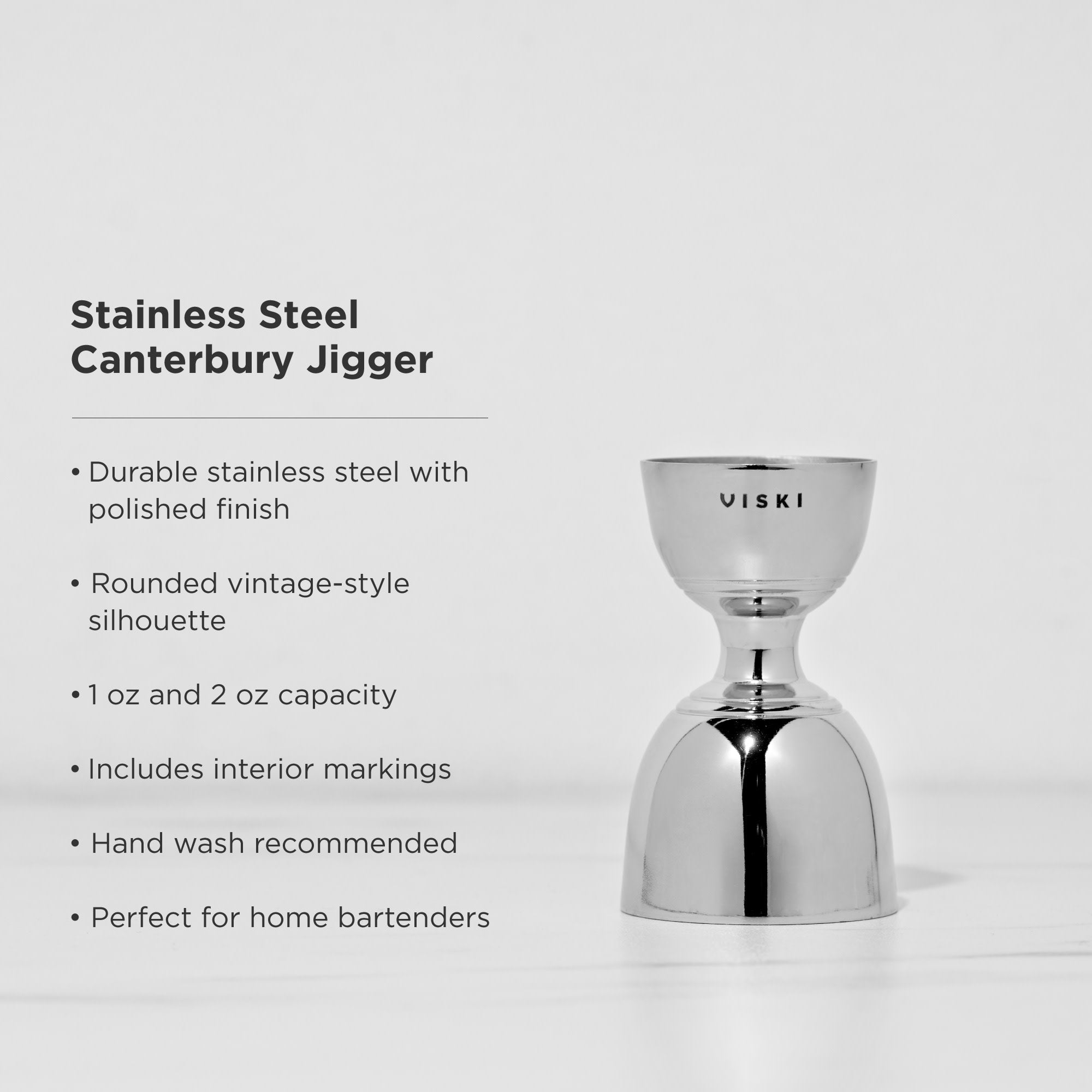 Harrison Canterbury Jigger - Premium Stainless Steel Cocktail Mixing Tool for Bartenders & Home Bars | Perfect for Crafting Martinis, Old Fashioned & More | Ideal for Home Mixology, Professional Bars & Gifts