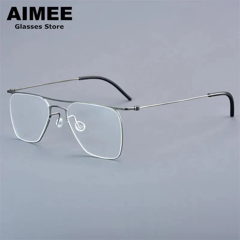 Aimee Women's Full Rim Square Double Bridge Titanium Eyeglasses Frame 55802 - Lightweight & Durable for Work, Reading & Fashion Accessories