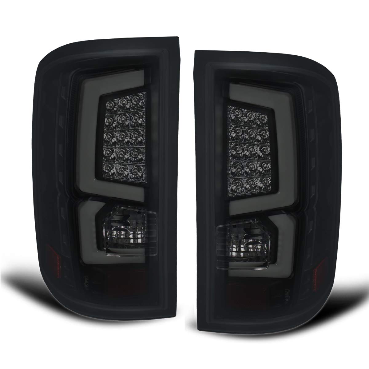 Compatible/Replacement LED Tail Lights for 2014-2017 GMC Sierra 1500 & 2500HD - White Streak, Black Housing with Smoked Lens - Perfect for Night Driving & Enhanced Visibility