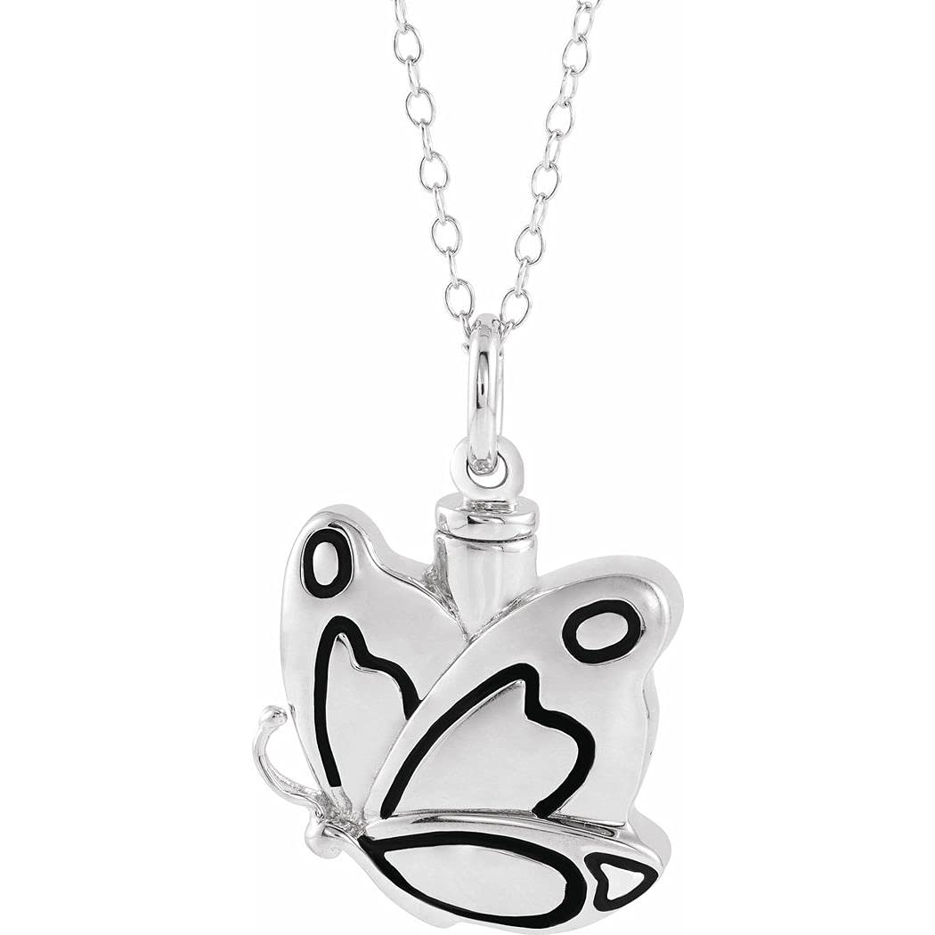 925 Sterling Silver Butterfly Angel Wings Necklace - Elegant Ash Holder Jewelry for Women | Perfect for Memorial Gifts, Sympathy Keepsakes & Everyday Wear