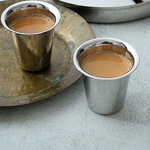 Premium Stainless Steel Indian Tea & Coffee Glasses - Traditional Design, Pack of 1, Durable Steel Cups for Kids & Adults - Perfect for Chai, Lattes, and Hot Beverages at Home or Office
