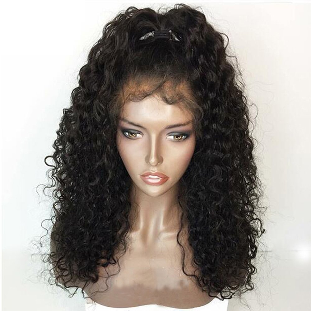 360 Lace Frontal Wig Human Hair Brazilian Remy Curly Glueless Pre-Plucked with Baby Hair - 20 Inch 180% Density Transparent Lace Wig for Black Women | Perfect for Daily Wear, Parties, and Special Occasions