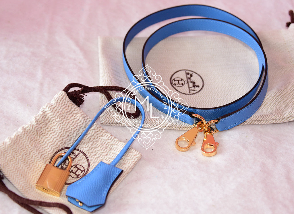 Authentic Hermes Kelly 28 Handbag in Baby Blue Epsom Leather with Gold Hardware - Luxury Designer Bag for Women, Perfect for Parties & Special Occasions