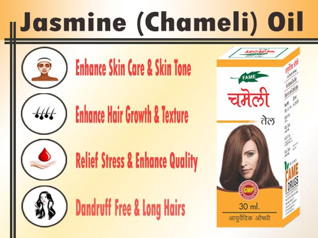 Pure Chameli Jasmine Hair Oil for Stress Relief & Hair Growth - 60ml (Pack of 2) | Therapeutic Aromatherapy Oil for Relaxation, Scalp Massage & Nighttime Hair Care