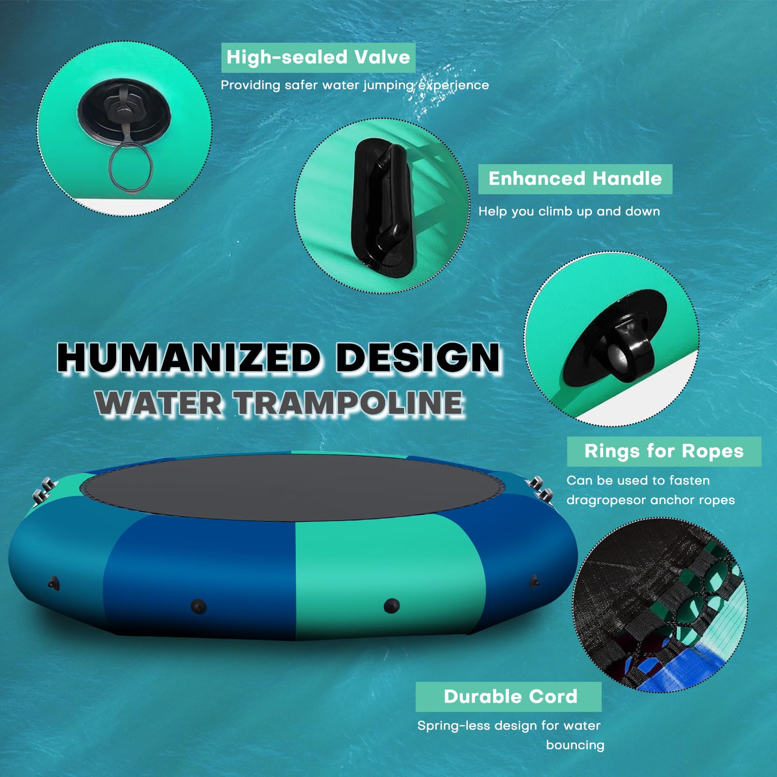 BEYOND MARINA 10FT Inflatable Water Trampoline for Lake, Beach & Pool - Heavy Duty Floating Bouncer with Electric Pump for Adults & Kids - Perfect for Water Sports, Summer Fun & Backyard Parties