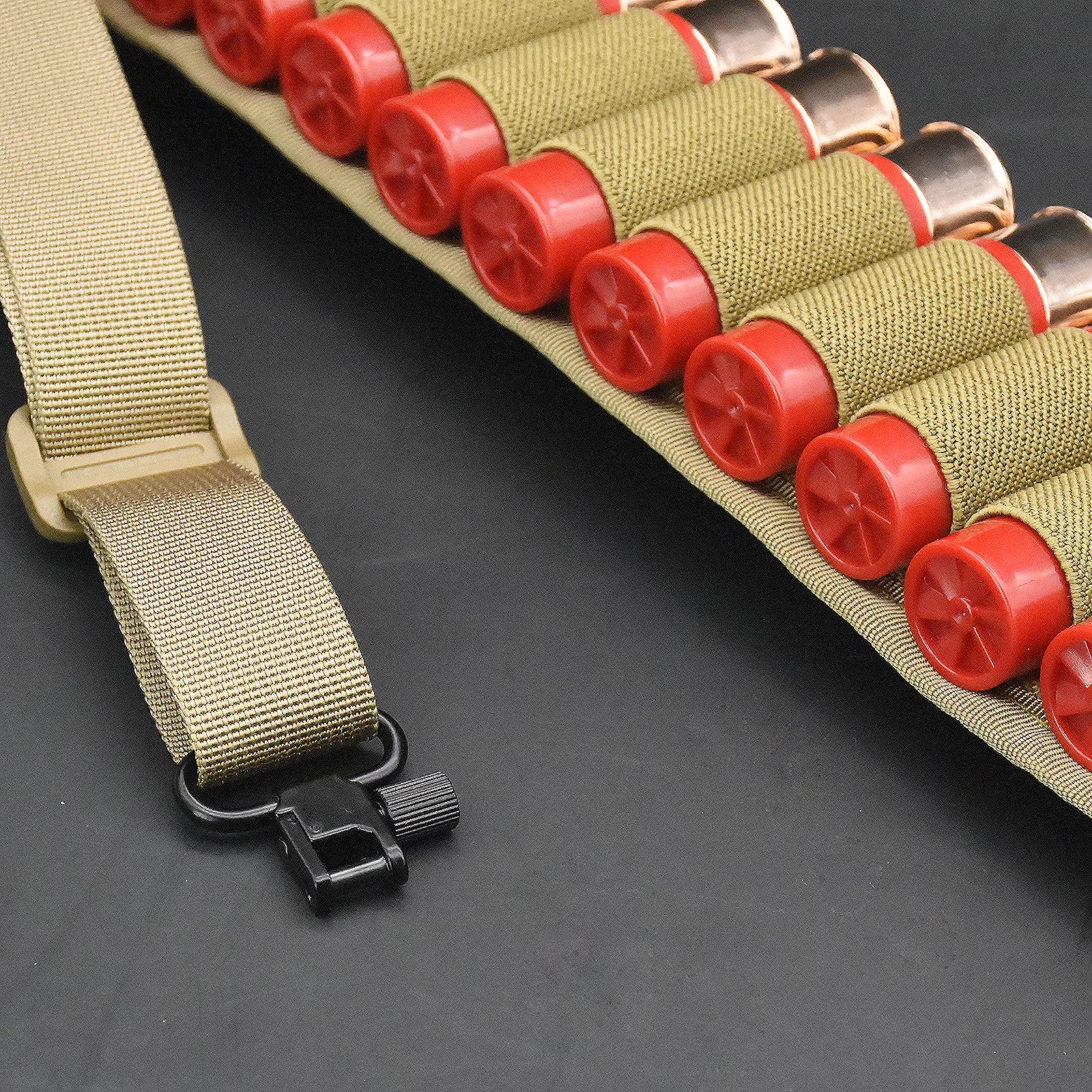 Adjustable 2-Point Shotgun Ammo Sling - Holds 15/25/27 Shells for 12 & 20 Gauge - Durable Hunting & Shooting Accessory for Outdoor Sports & Range Training