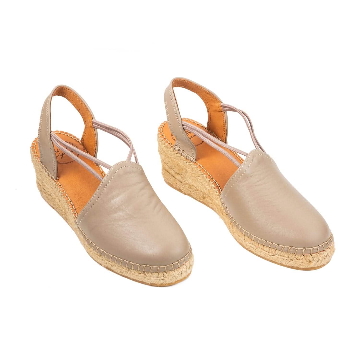 Women's Plain Leather Wedge Espadrilles - Comfortable Slip-On Summer Shoes for Casual Wear & Beach Outings | Torino P