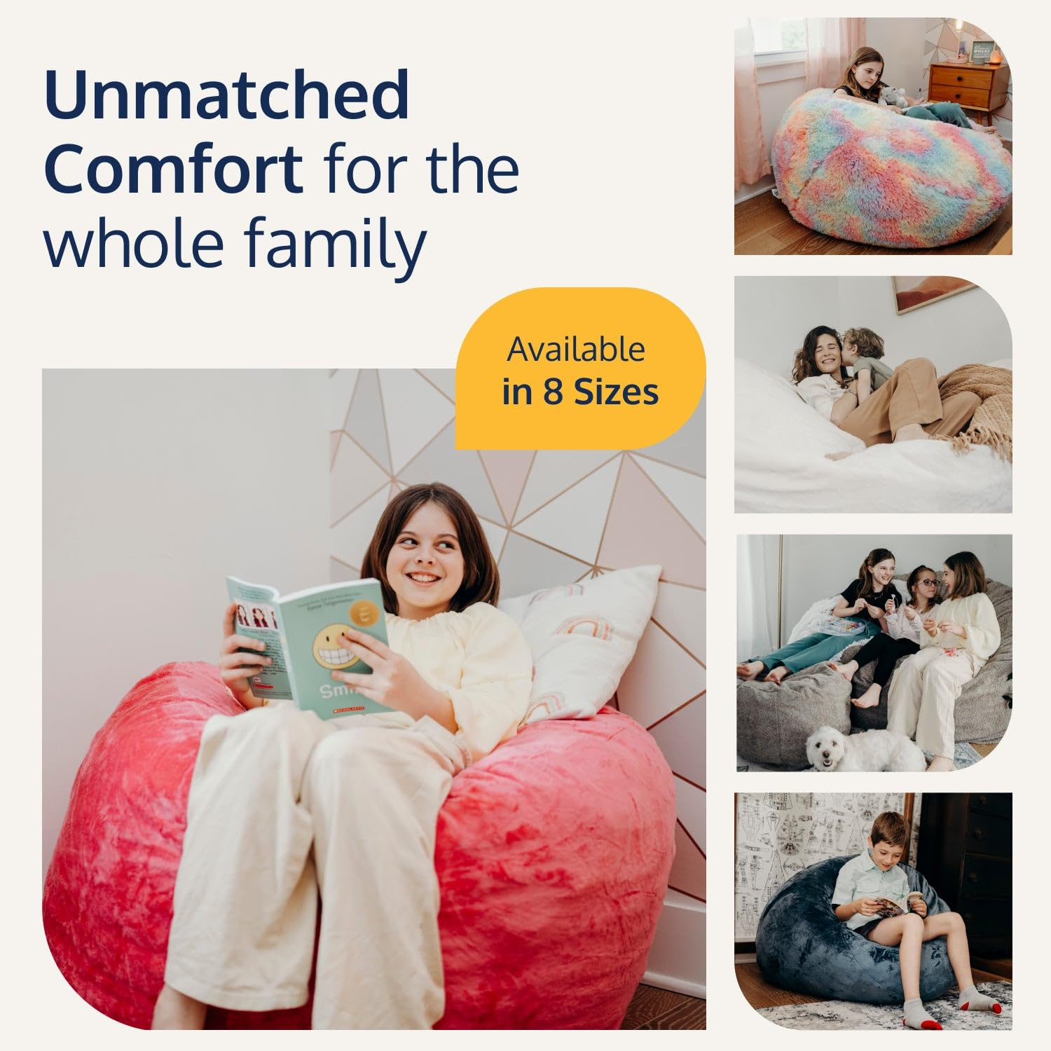 Ultimate Sack 3ft Oversized Bean Bag Chair for Adults - Navy Suede Comfy Lounge Sofa Loveseat | Perfect for Living Room, Bedroom, Game Room & Dorm Relaxation