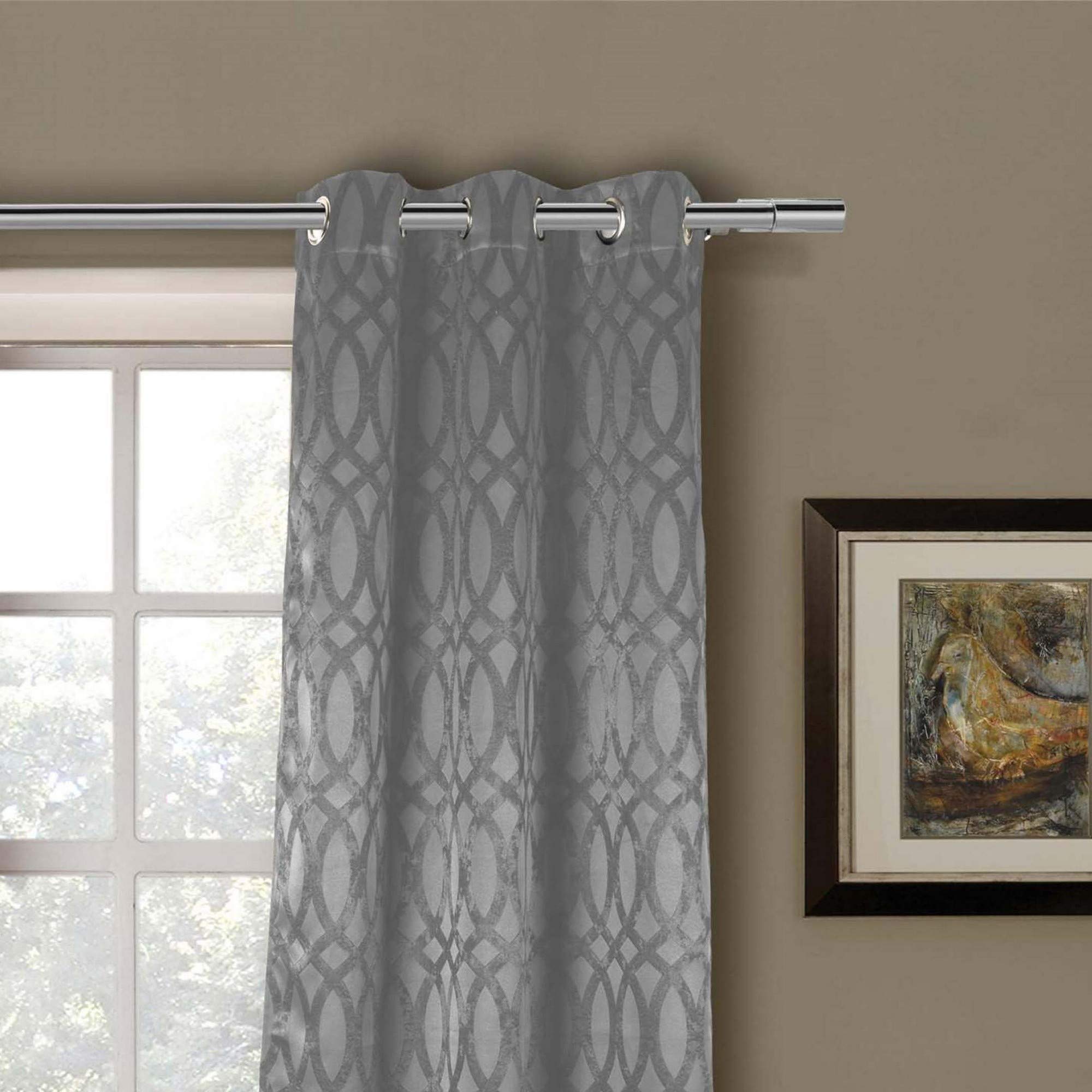 Duck River Textiles Tayla Trellis Pattern Blackout Curtains - Set of 2 Panels, 36x84 Inch, Grey Linen Textured Room Darkening Window Drapes with Grommet Top for Bedroom & Living Room - Perfect for Home Theater, Nursery & Light Control