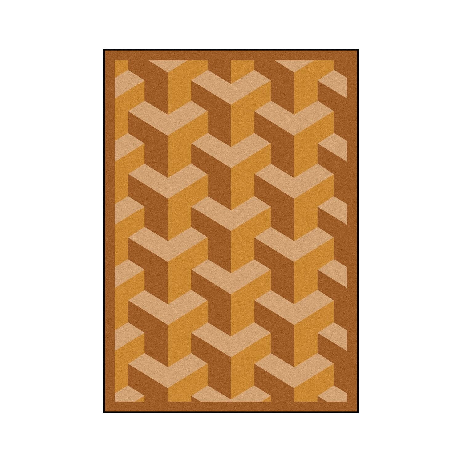 Joy Carpets Kaleidoscope Rooftop Whimsical Area Rug - Soft Wheat Color Non-Slip Kids Playroom & Nursery Rug for Home Decor