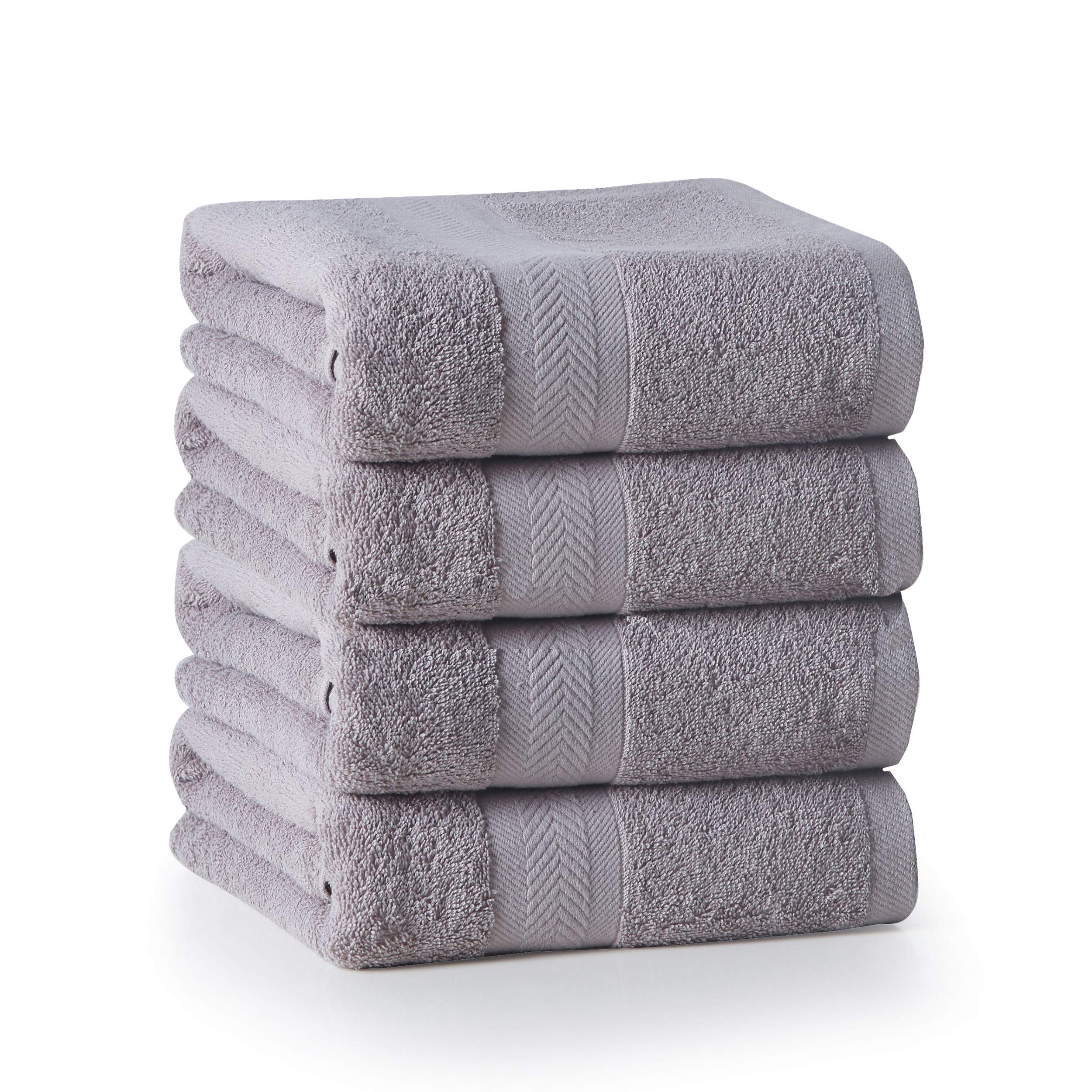 Luxury Acanva Gray Bath Towels Set - Ultra Soft & Absorbent 27x54 Inch Cotton Bath Sheets for Adults, Kids & Baby | Hotel & Spa Quality Bathroom Towels (4 Pack) - Perfect for Home, Gym & Travel Use