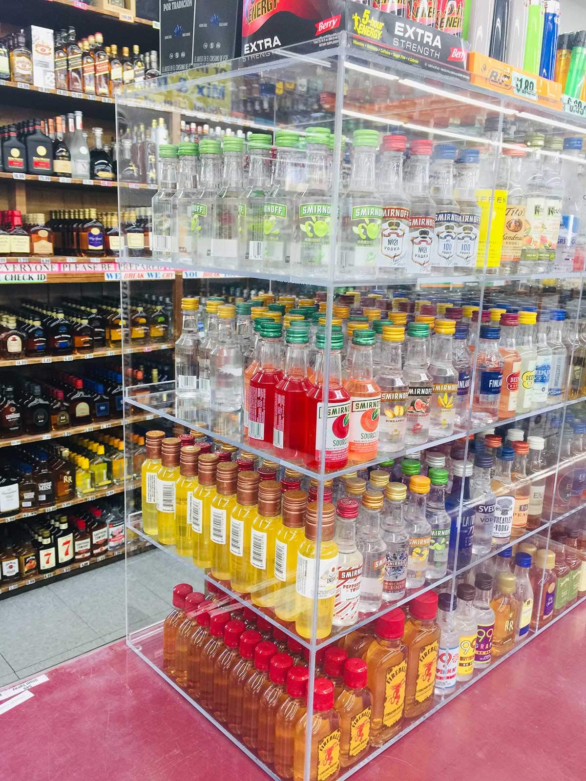 Commercial Retail Display Rack for 50ml Mini Liquor Sampler Bottles & Airplane Shots - 12-Section POS Organizer for Bars, Restaurants, and Retail Stores