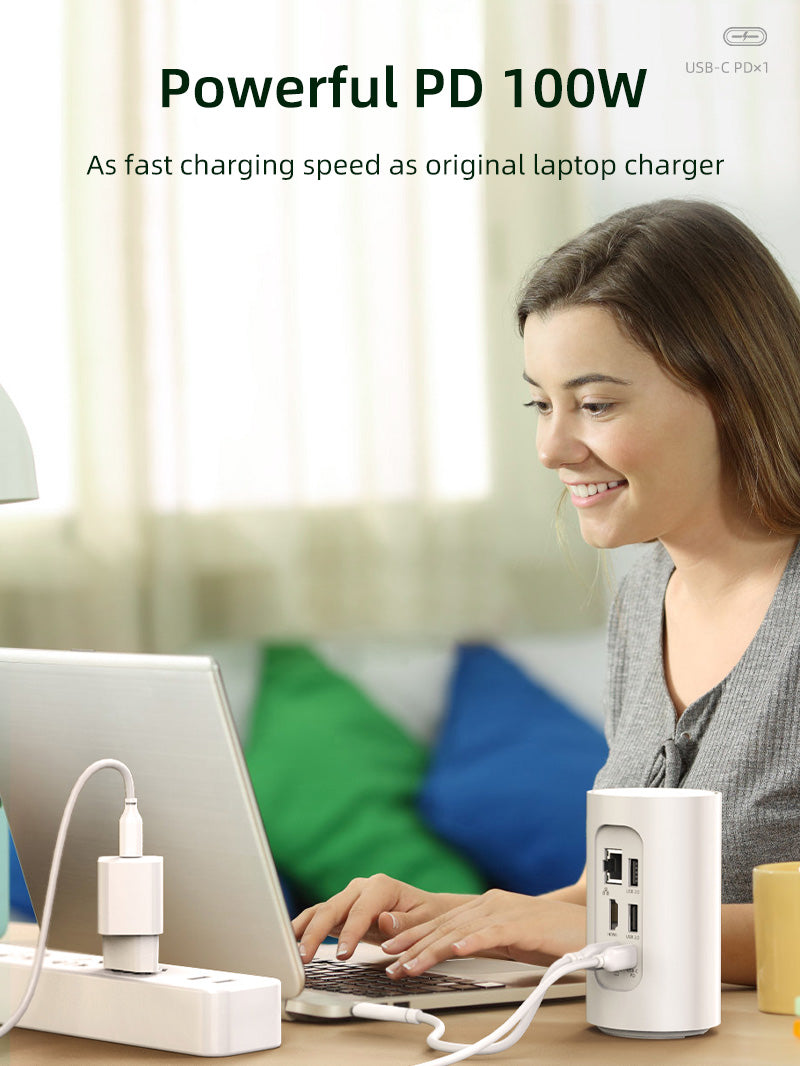 10-in-1 USB-C Docking Station with Negative Ion Air Purifier - Multi-Port Hub for Laptop, Phone & Tablet - Perfect for Home Office, Gaming & Travel
