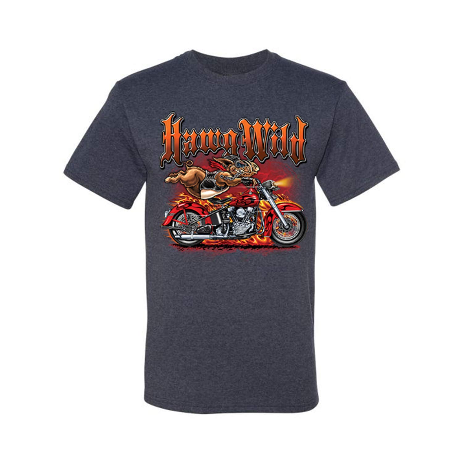 Wild Hawg Motorcycle Flaming Cars & Trucks Graphic T-Shirt for Men - Casual Biker Style Tee for Riding, Car Shows & Everyday Wear