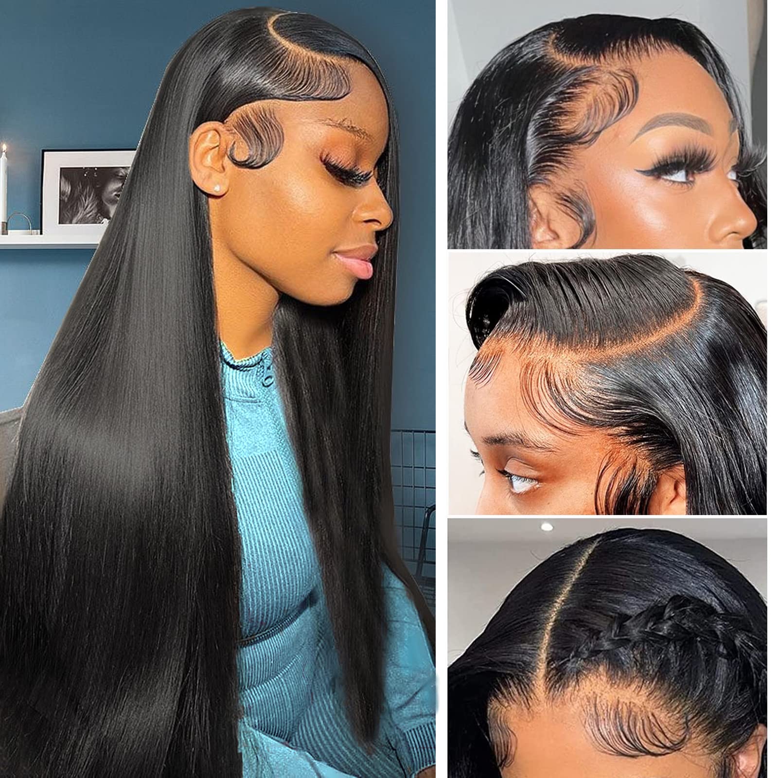 13x4 Straight Lace Front Wigs Human Hair - 180% Density Pre Plucked Brazilian Virgin Hair 26 Inch HD Transparent Lace Wig with Baby Hair & Natural Hairline for Women | Perfect for Daily Wear, Parties & Special Occasions
