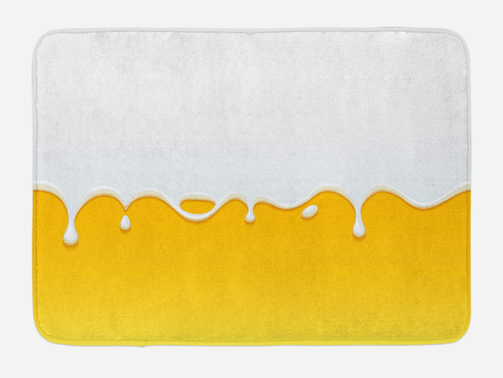 Ambesonne Non-Slip Plush Bath Mat - Yellow & White Paint Drip Design, 30