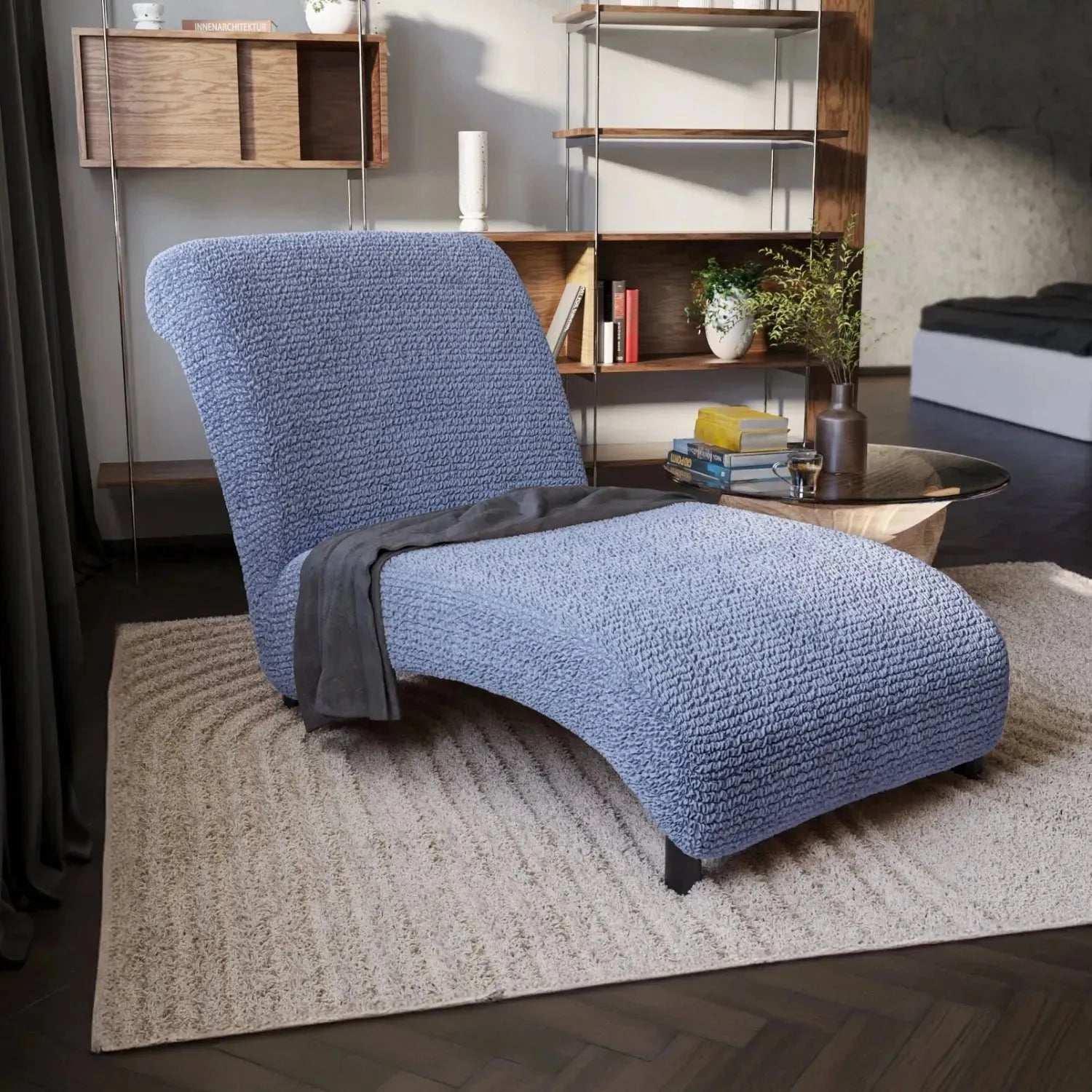 Armless Chaise Lounge Slipcover - Soft Microfiber Stretch Cover with Non-Slip Backing - Perfect for Living Room, Bedroom or Nursery Furniture Protection