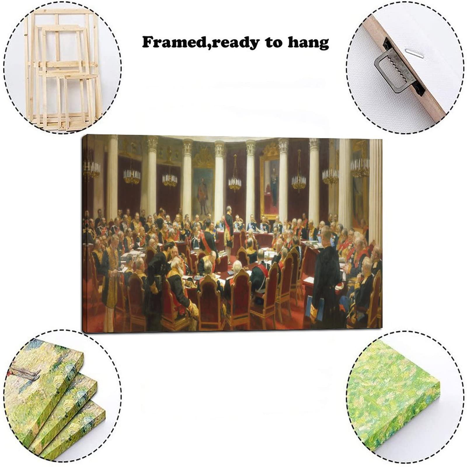 Ilya Repin's 25 Masterpieces - The State Council Meeting 1901 Canvas Wall Art | 16x24 Inch (40x60cm) | Living Room & Bedroom Decor | Perfect for Home, Office & Art Gallery Display
