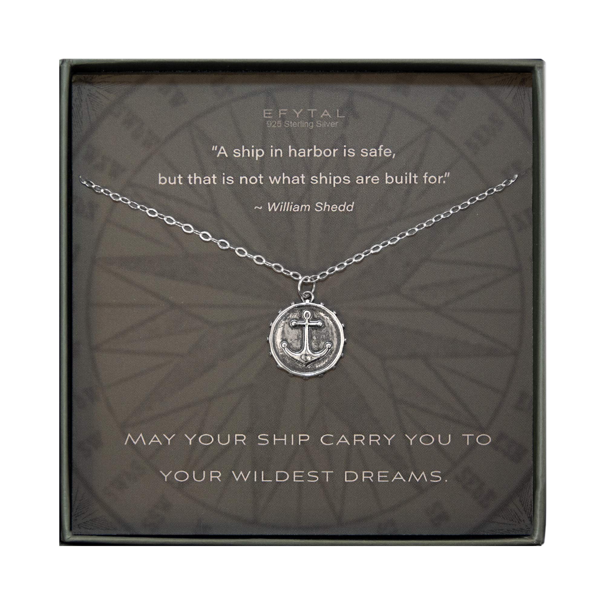 EFYTAL 925 Sterling Silver O'Malley Anchor Heart Necklace - Graduation Gift for Daughter, Best Friend Birthday Present, Women's Motivational Pendant Jewelry | Perfect for Graduation Ceremonies, Birthday Celebrations & Daily Encouragement