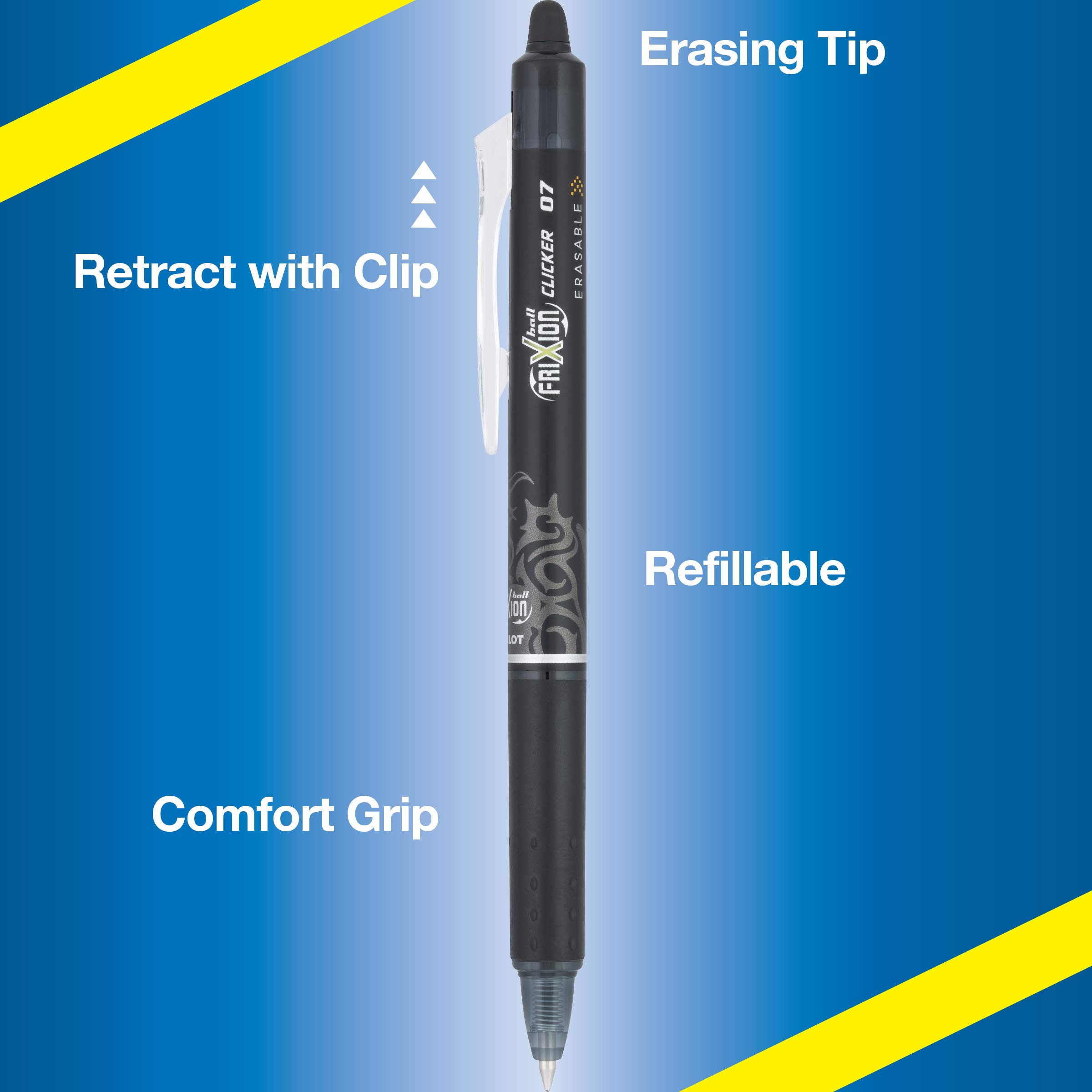 Pilot FriXion Clicker Erasable Gel Pens 0.7mm Fine Point - 12 Pack (144 Pens Total) - Black Ink for School, Office & Note Taking - Smooth Writing & Easy Erasing
