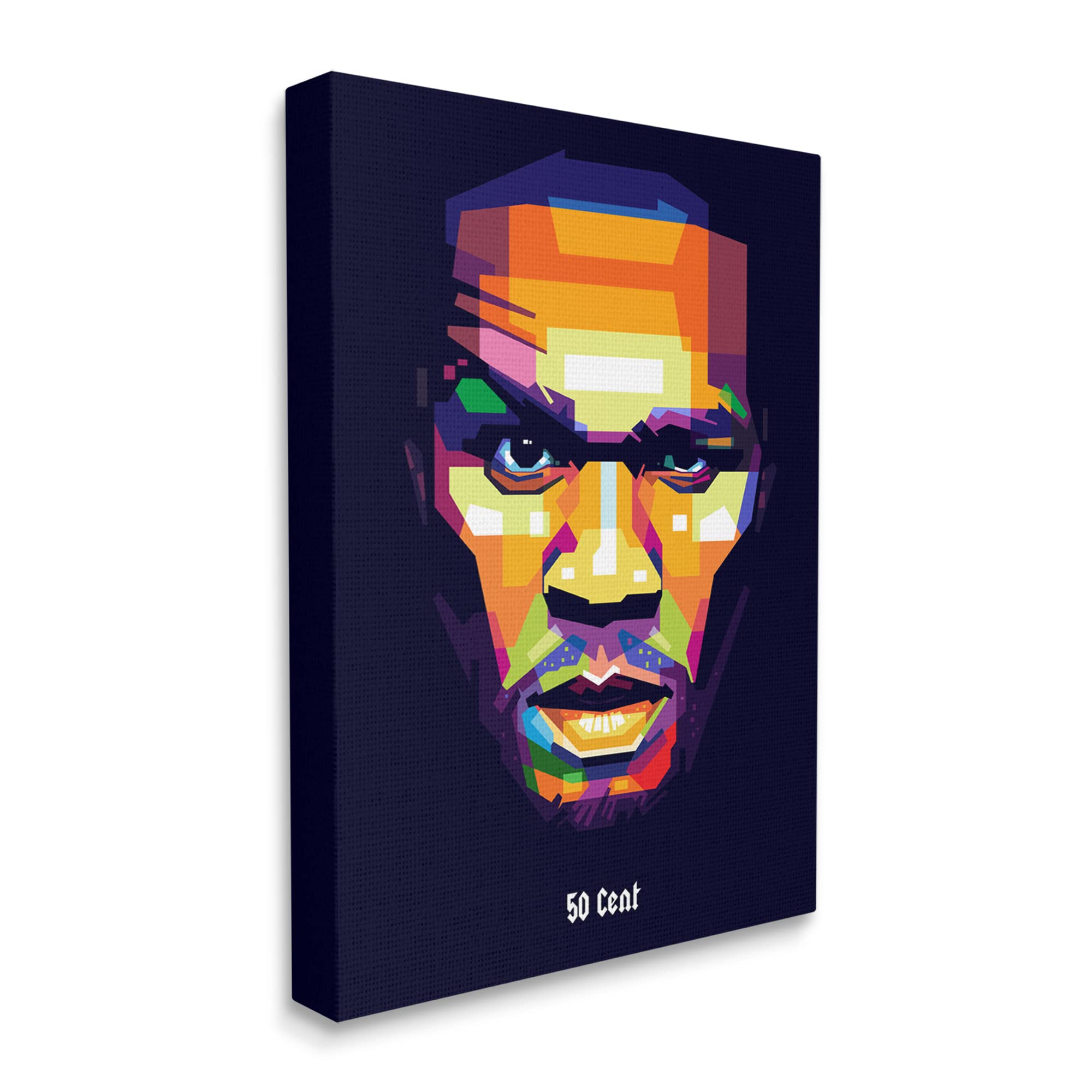 Stupell Industries 50 Cent Modern Geometric Portrait Abstract Shapes Wall Art - Birch & Ink Designed Canvas Painting 36