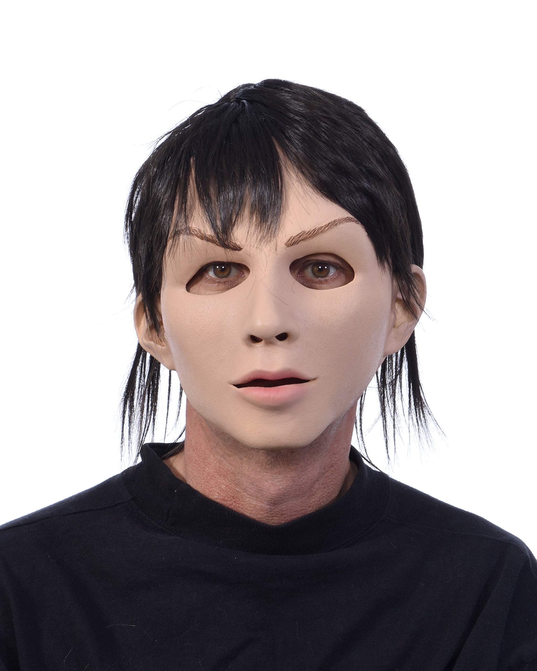 Zagone Studios Alex - Realistic Latex Female & Male Character Mask with Attached Wig - Perfect for Cosplay, Halloween Costumes, and Theatrical Performances