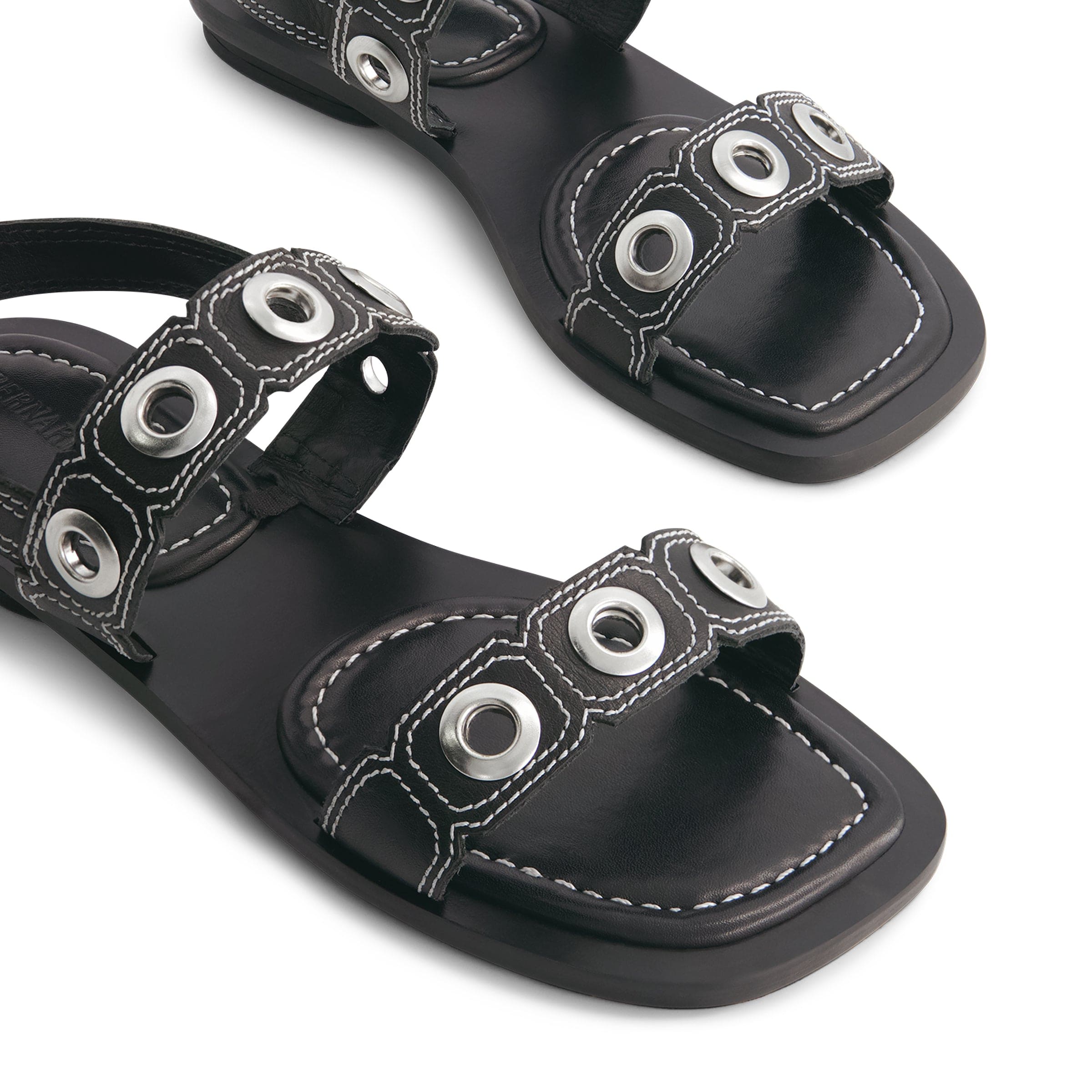 Acro Eyelet Sandal Black - Women's Comfortable Strappy Summer Sandals for Beach, Vacation & Casual Outings