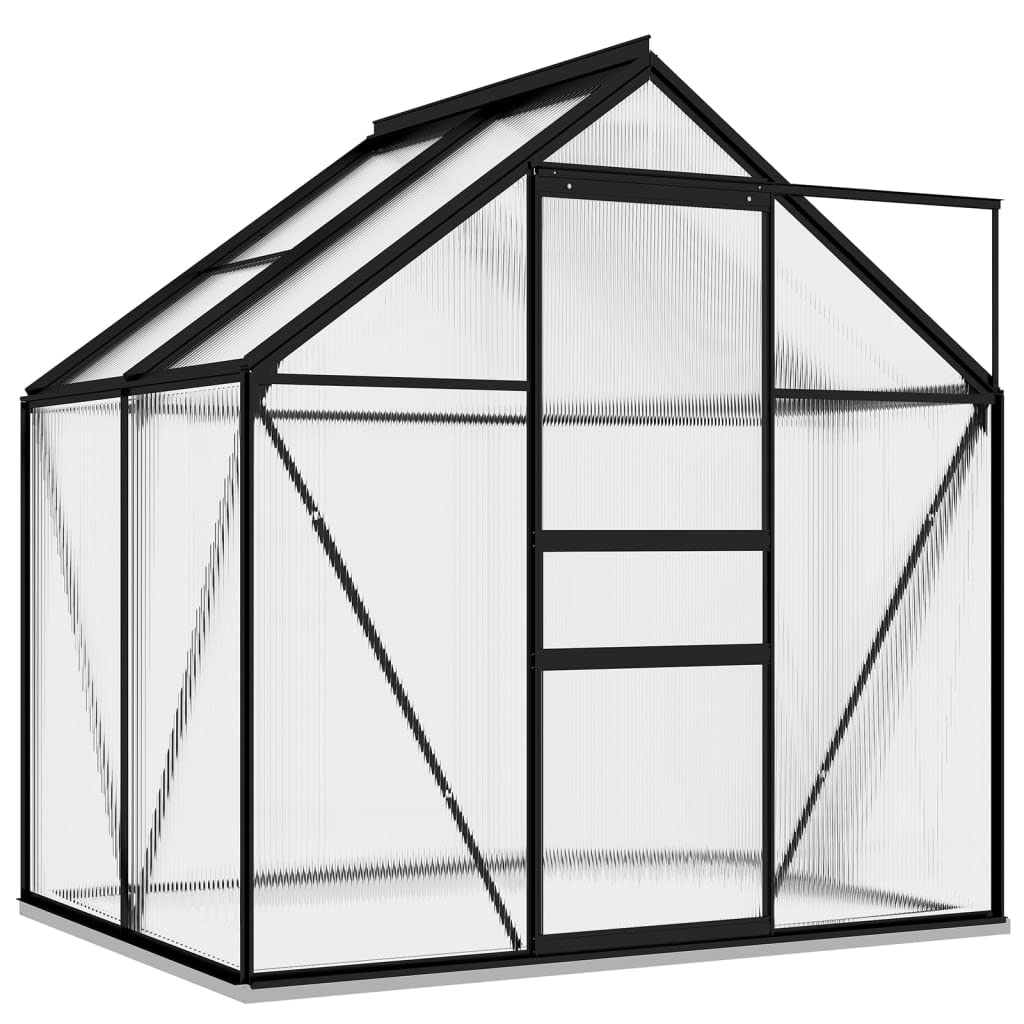 vidaXL Anthracite Aluminum Greenhouse 26.6 ft | Durable Walk-in Garden Greenhouse for Vegetables, Flowers & Plants | Perfect for Backyard, Patio & Urban Gardening