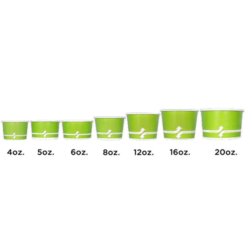 8oz (1000 ct) Eco-Friendly Paper Ice Cream Cups & Soup Bowls - Hot/Cold Food Containers for Ice Cream, Gelato, Yogurt, Soup & Snacks - Perfect for Parties, Catering & Restaurants - Green