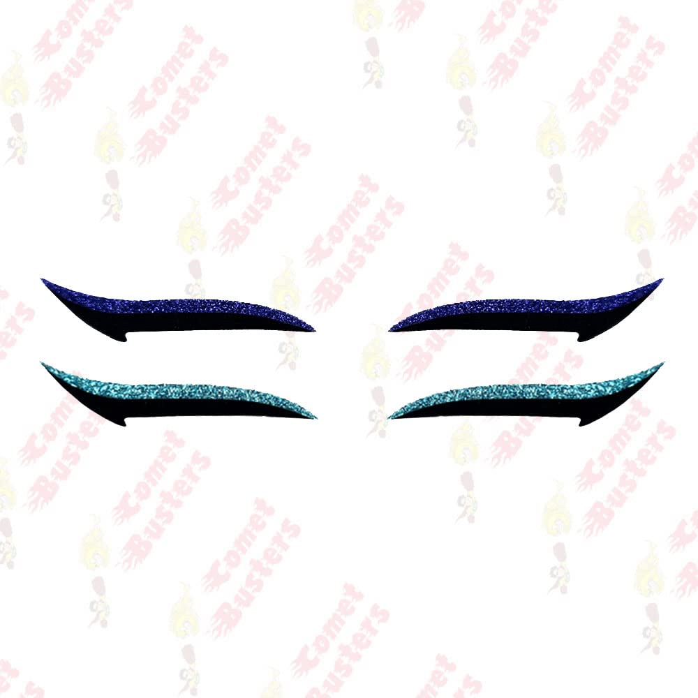 Comet Busters Glitter Turquoise & Royal Blue Eyeliner Stickers (EYE047) - Waterproof Self-Adhesive Eye Makeup Decals for Parties, Halloween & Cosplay